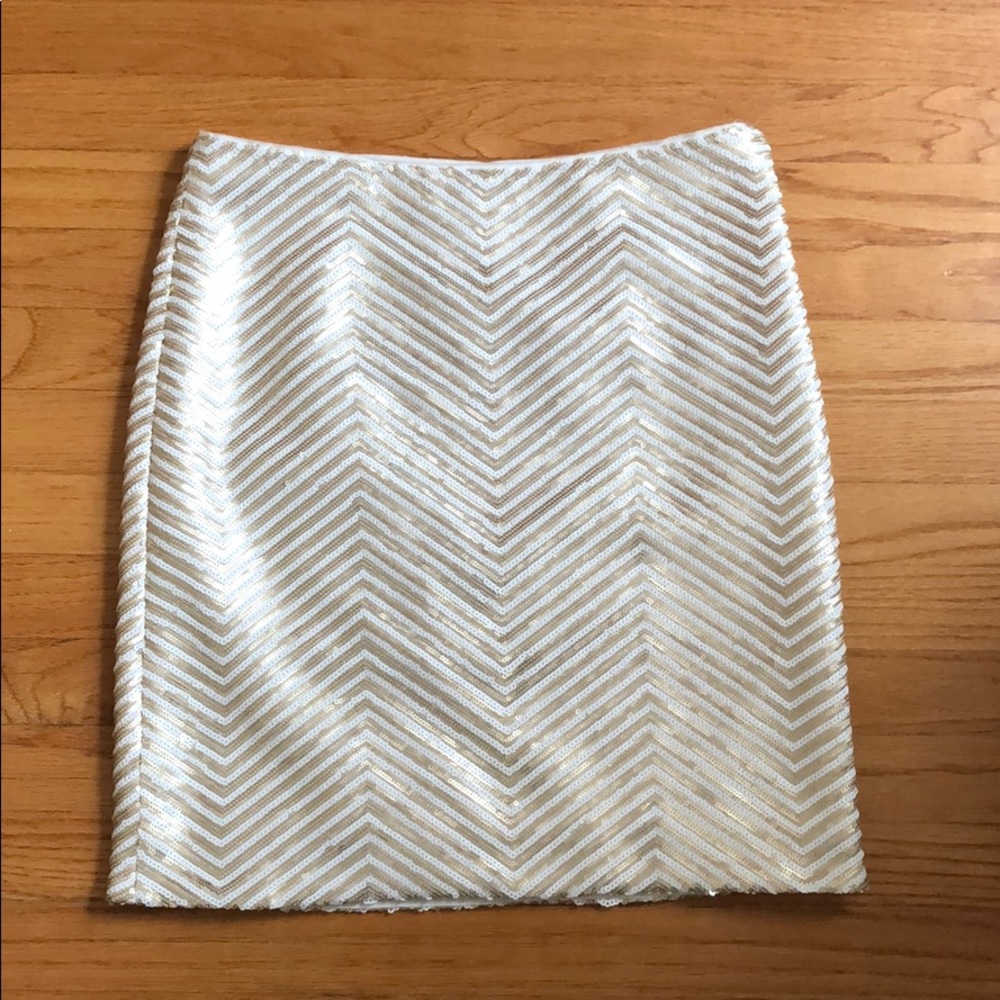 Banana Republic Gold/White Sequin Pencil Skirt